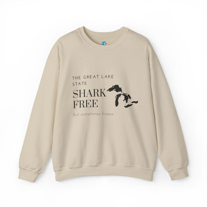 Great Lake State Shark Free sweatshirt | Michigan map text design