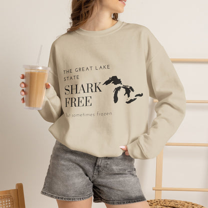 Great Lake State Shark Free sweatshirt | Michigan map text design