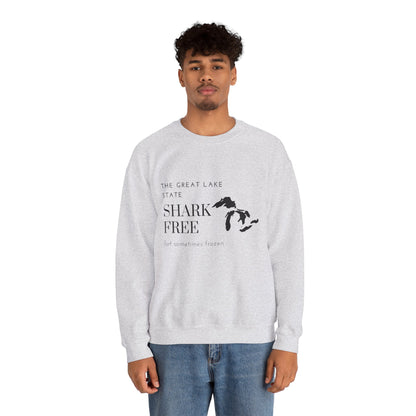 Great Lake State Shark Free sweatshirt | Michigan map text design