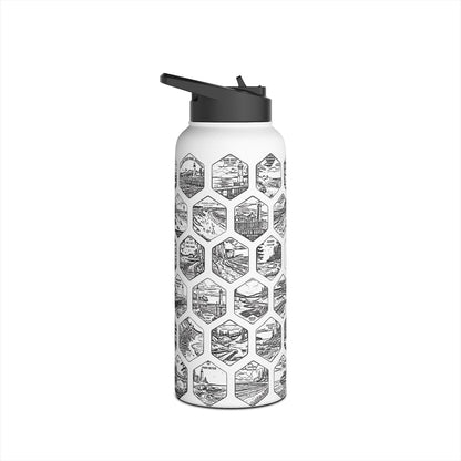 Michigan Adventure Water Bottle, Great Lakes Stainless Steel Travel Flask, Beach Lover Gift, Hiking Camping Souvenir, Rust Resistant