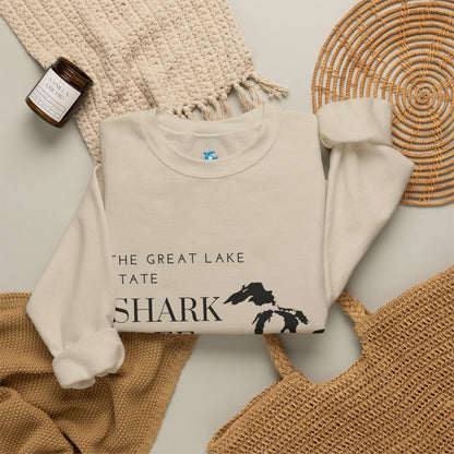 Great Lake State Shark Free sweatshirt | Michigan map text design