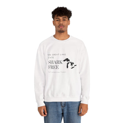 Great Lake State Shark Free sweatshirt | Michigan map text design