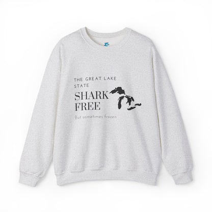 Great Lake State Shark Free sweatshirt | Michigan map text design