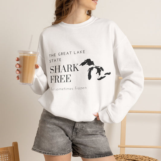 Great Lake State Shark Free sweatshirt | Michigan map text design