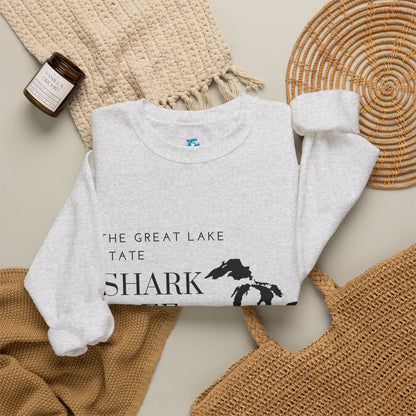 Great Lake State Shark Free sweatshirt | Michigan map text design