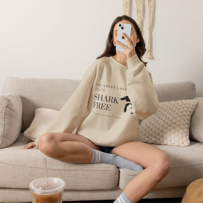 Great Lake State Shark Free sweatshirt | Michigan map text design
