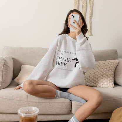 Great Lake State Shark Free sweatshirt | Michigan map text design