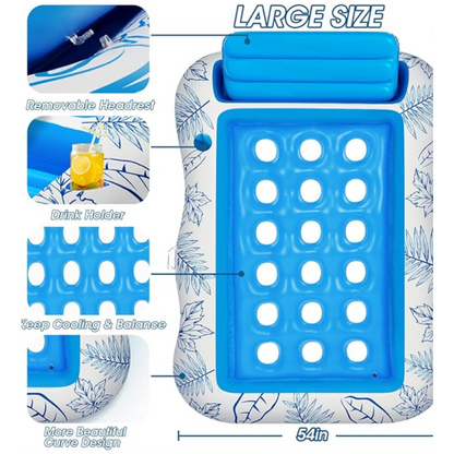 Large Inflatable Pool Float Lounge for Adults with Removable Headrest  Drink Holder  Spacious Comfortable Design for Summer Pool Parties and Relaxation by the Water