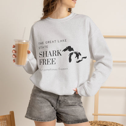 Great Lake State Shark Free sweatshirt | Michigan map text design
