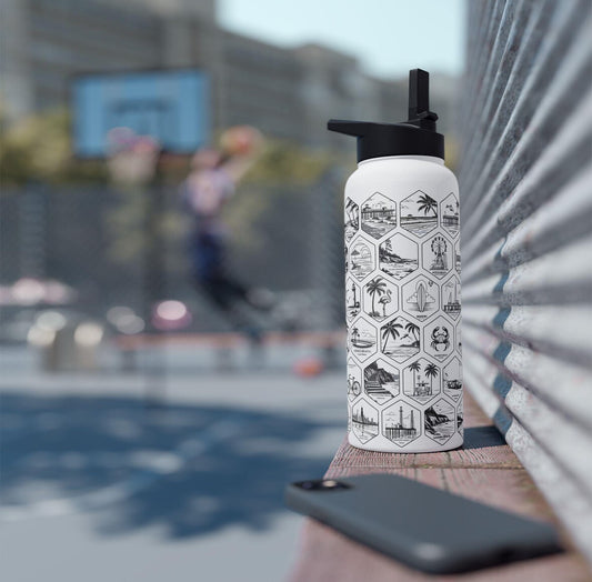 Travel-Inspired Stainless Steel Water Bottle, Adventure Hydration, Eco-Friendly Drinkware, Gift for Travelers, Vacation Essentials