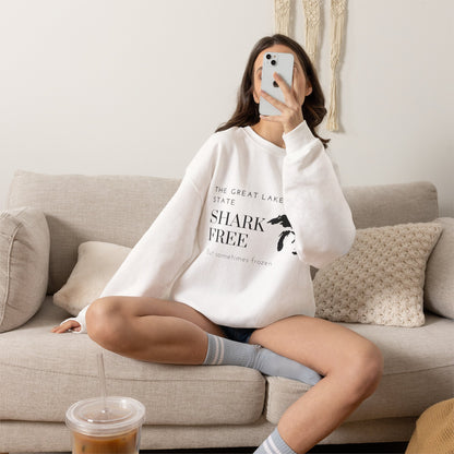 Great Lake State Shark Free sweatshirt | Michigan map text design