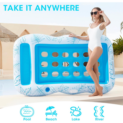 Large Inflatable Pool Float Lounge for Adults with Removable Headrest  Drink Holder  Spacious Comfortable Design for Summer Pool Parties and Relaxation by the Water