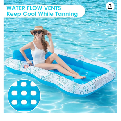 Large Inflatable Pool Float Lounge for Adults with Removable Headrest  Drink Holder  Spacious Comfortable Design for Summer Pool Parties and Relaxation by the Water