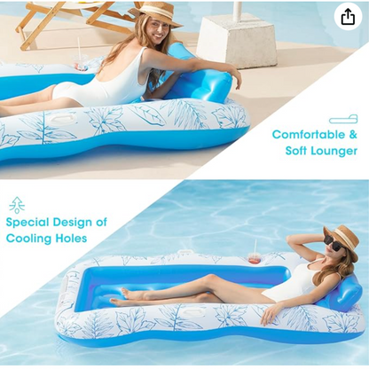 Large Inflatable Pool Float Lounge for Adults with Removable Headrest  Drink Holder  Spacious Comfortable Design for Summer Pool Parties and Relaxation by the Water