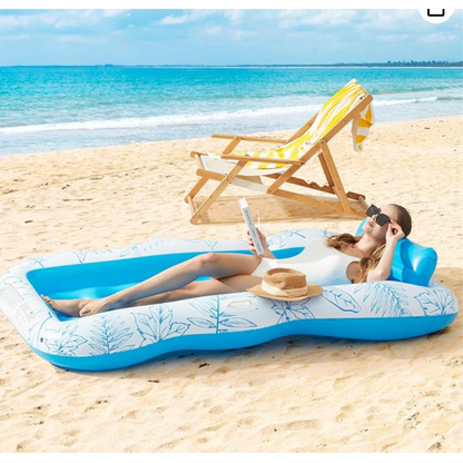 Large Inflatable Pool Float Lounge for Adults with Removable Headrest  Drink Holder  Spacious Comfortable Design for Summer Pool Parties and Relaxation by the Water