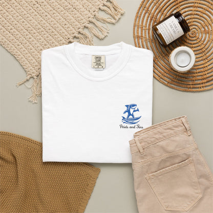 Unisex Garment-Dyed T-Shirt with Vibrant Ocean Design - Relaxed Summer Vibe, Perfect for Beach Lovers, Casual Wear, Travel, Gifts