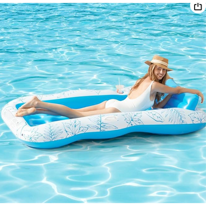 Large Inflatable Pool Float Lounge for Adults with Removable Headrest  Drink Holder  Spacious Comfortable Design for Summer Pool Parties and Relaxation by the Water