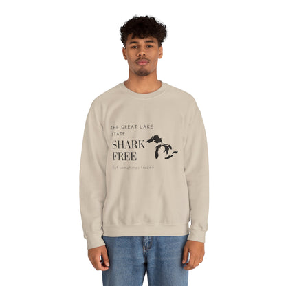 Great Lake State Shark Free sweatshirt | Michigan map text design
