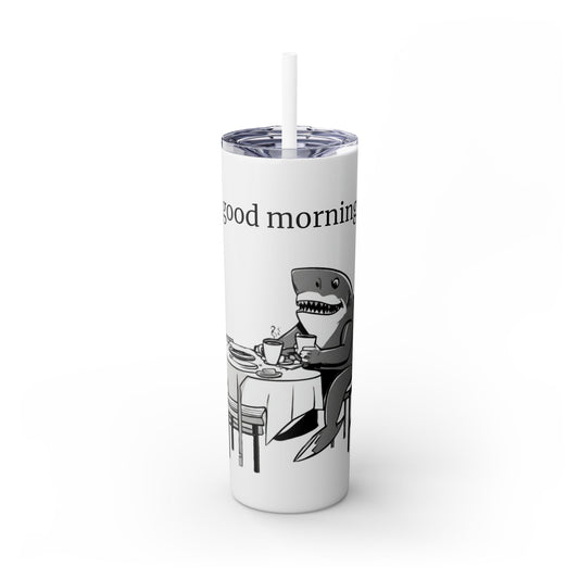 Shark Design Skinny Tumbler with Straw, 20oz