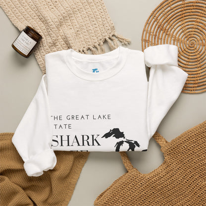 Great Lake State Shark Free sweatshirt | Michigan map text design