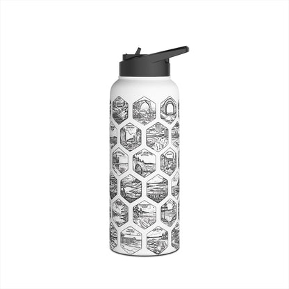 Michigan Adventure Water Bottle, Great Lakes Stainless Steel Travel Flask, Beach Lover Gift, Hiking Camping Souvenir, Rust Resistant