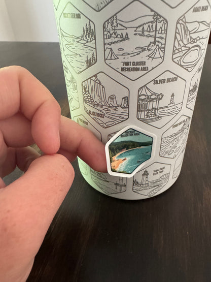 Michigan Gift | 50 Beach Bucket List Tracker Water Bottle | Great Lakes Travel Tumbler | Up North Michigan Souvenir | Lake House Gift