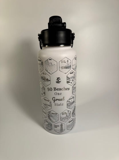 Michigan Gift | 50 Beach Bucket List Tracker Water Bottle | Great Lakes Travel Tumbler | Up North Michigan Souvenir | Lake House Gift