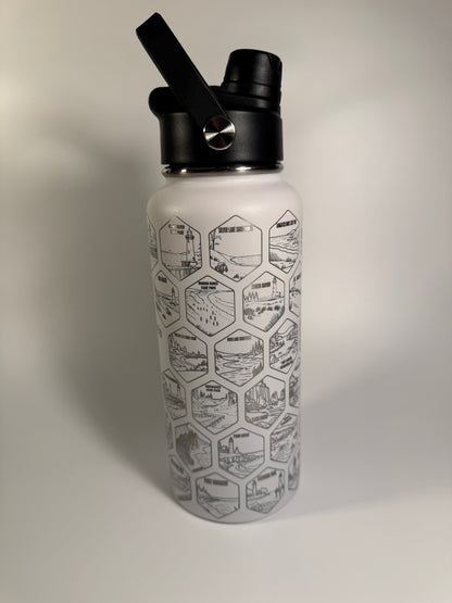 Michigan Gift | 50 Beach Bucket List Tracker Water Bottle | Great Lakes Travel Tumbler | Up North Michigan Souvenir | Lake House Gift