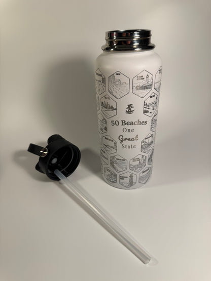 Michigan Gift | 50 Beach Bucket List Tracker Water Bottle | Great Lakes Travel Tumbler | Up North Michigan Souvenir | Lake House Gift