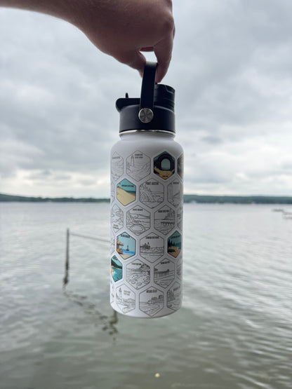 Michigan Gift | 50 Beach Bucket List Tracker Water Bottle | Great Lakes Travel Tumbler | Up North Michigan Souvenir | Lake House Gift