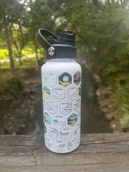 Michigan Gift | 50 Beach Bucket List Tracker Water Bottle | Great Lakes Travel Tumbler | Up North Michigan Souvenir | Lake House Gift