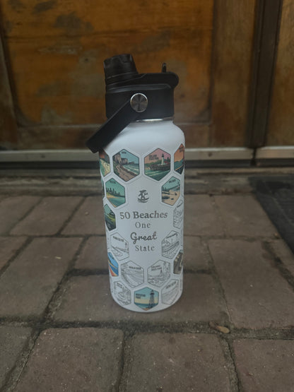 Michigan Gift | 50 Beach Bucket List Tracker Water Bottle | Great Lakes Travel Tumbler | Up North Michigan Souvenir | Lake House Gift