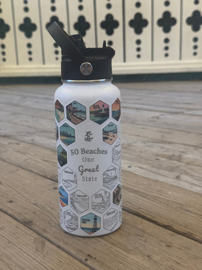 Michigan Gift | 50 Beach Bucket List Tracker Water Bottle | Great Lakes Travel Tumbler | Up North Michigan Souvenir | Lake House Gift