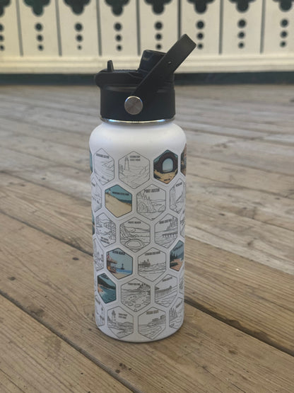 Michigan Gift | 50 Beach Bucket List Tracker Water Bottle | Great Lakes Travel Tumbler | Up North Michigan Souvenir | Lake House Gift