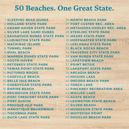 Michigan Gift | 50 Beach Bucket List Tracker Water Bottle | Great Lakes Travel Tumbler | Up North Michigan Souvenir | Lake House Gift