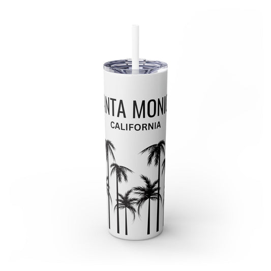 Santa Monica Skinny Tumbler with Straw, 20oz - Prints and Fins