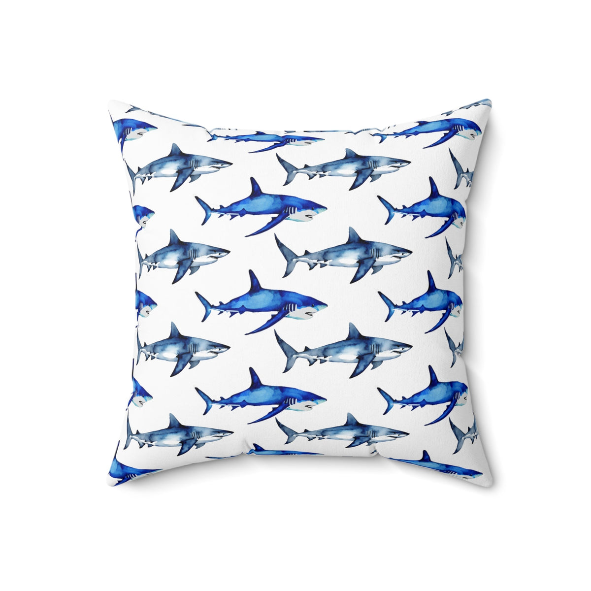Shark Pattern Spun Polyester Square Pillow - Prints and Fins