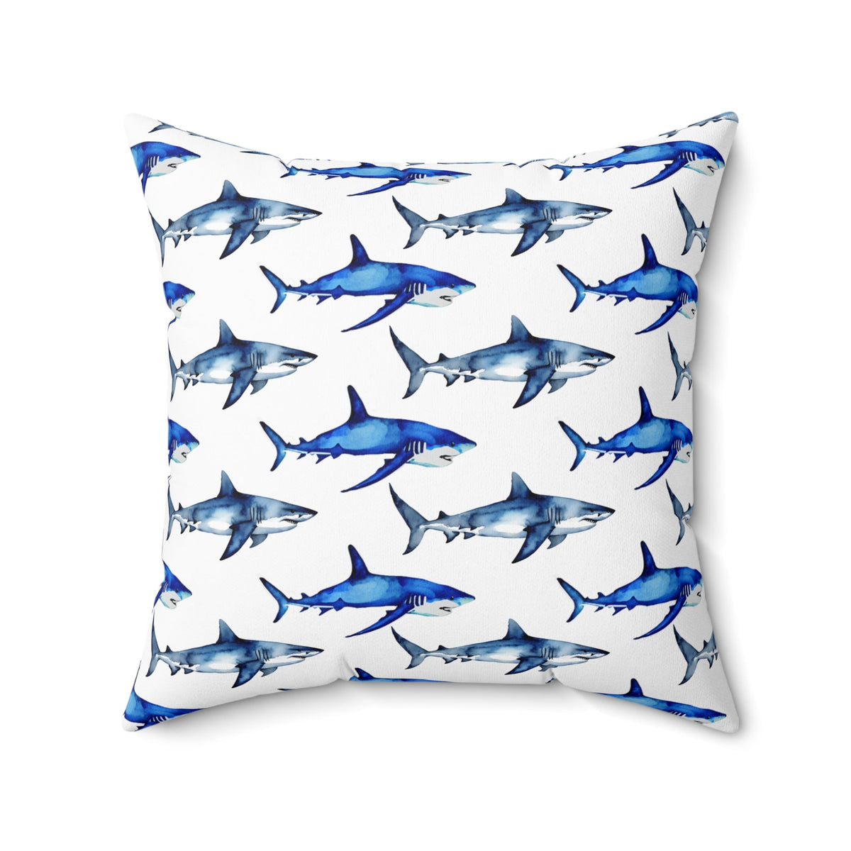 Shark Pattern Spun Polyester Square Pillow - Prints and Fins