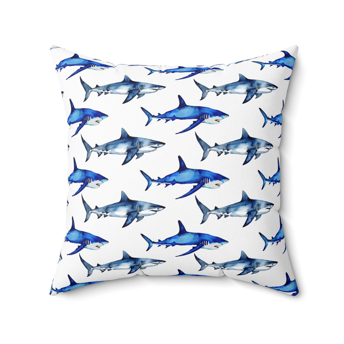 Shark Pattern Spun Polyester Square Pillow - Prints and Fins