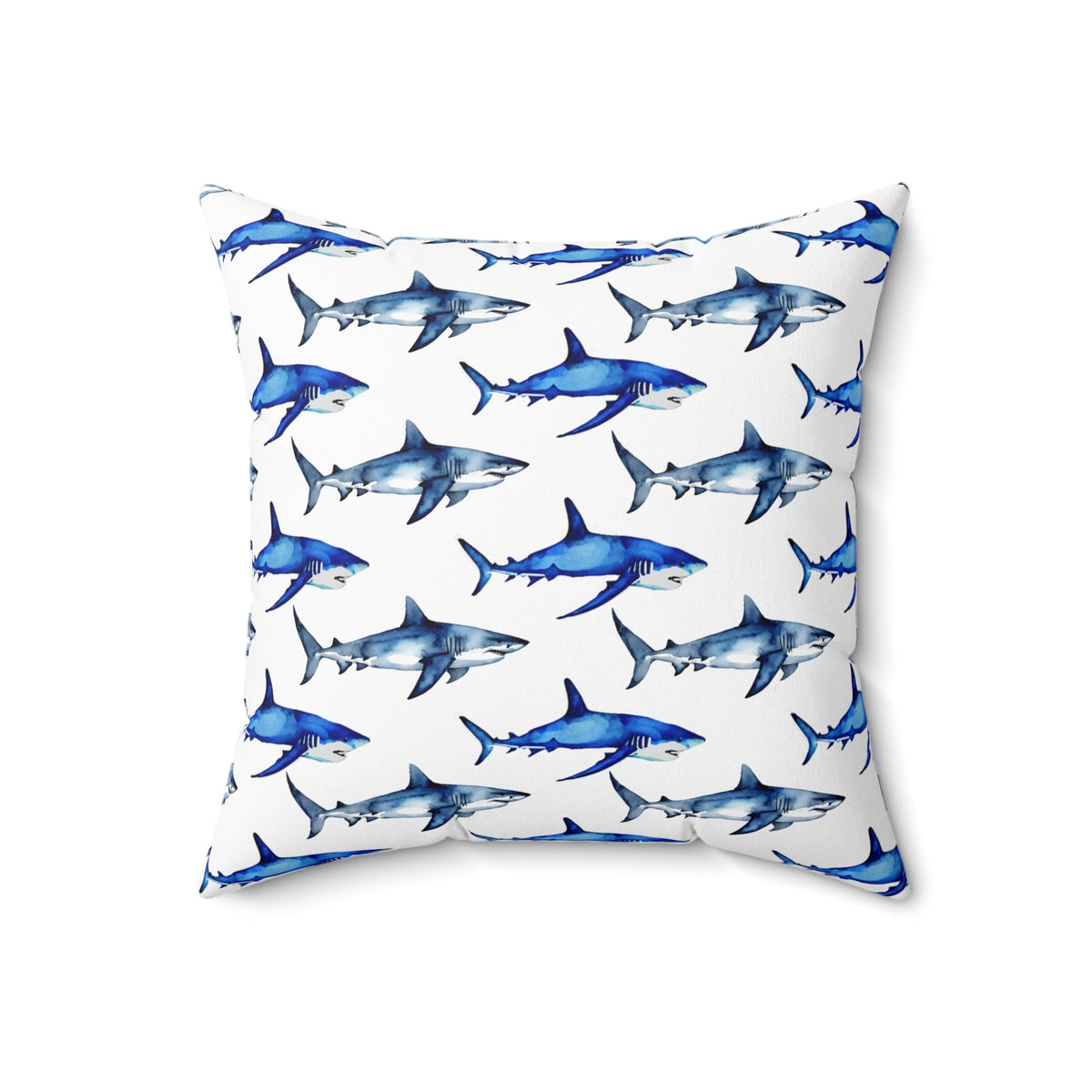 Shark Pattern Spun Polyester Square Pillow - Prints and Fins