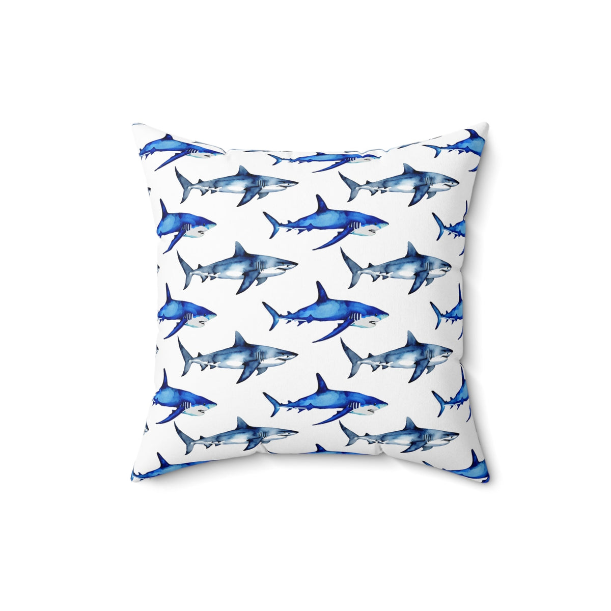 Shark Pattern Spun Polyester Square Pillow - Prints and Fins