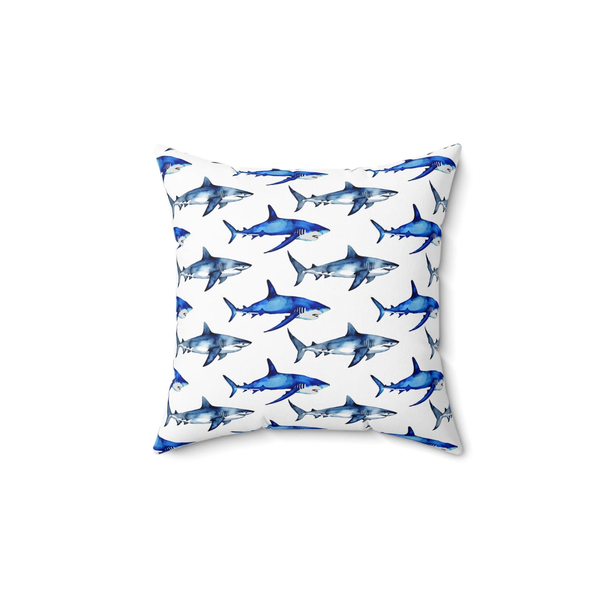 Shark Pattern Spun Polyester Square Pillow - Prints and Fins