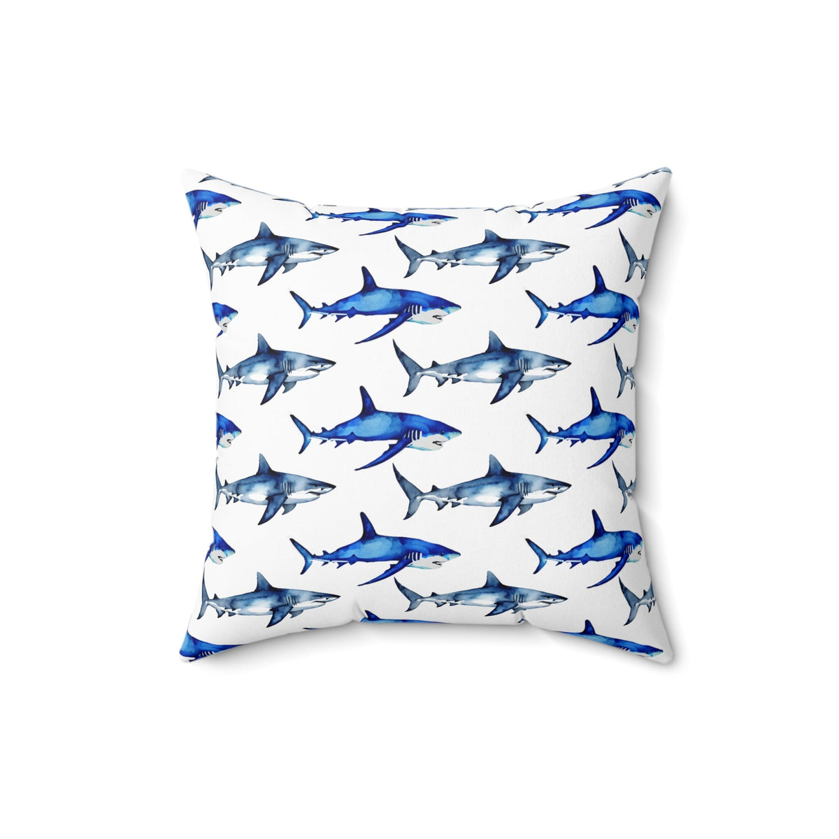 Shark Pattern Spun Polyester Square Pillow - Prints and Fins