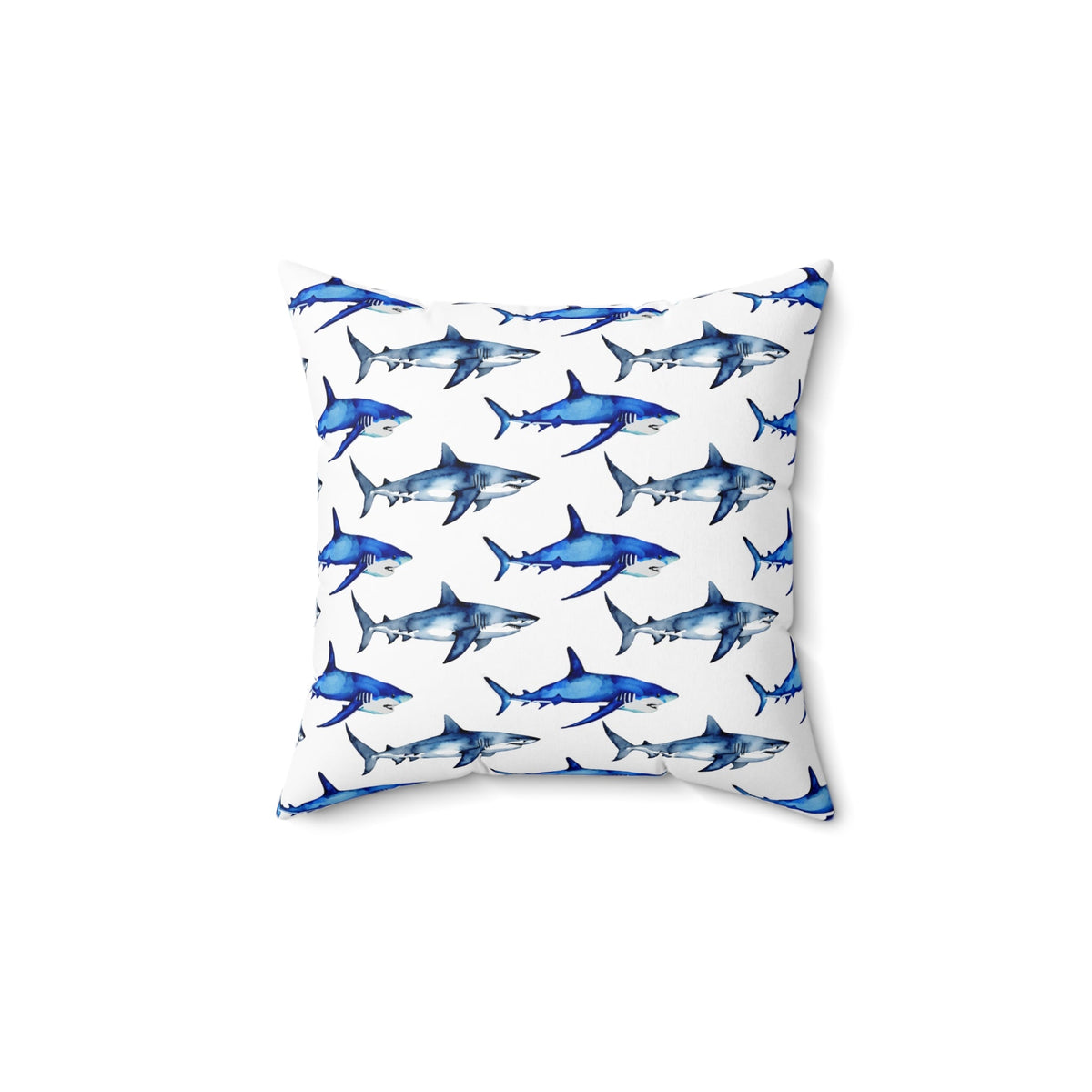 Shark Pattern Spun Polyester Square Pillow - Prints and Fins