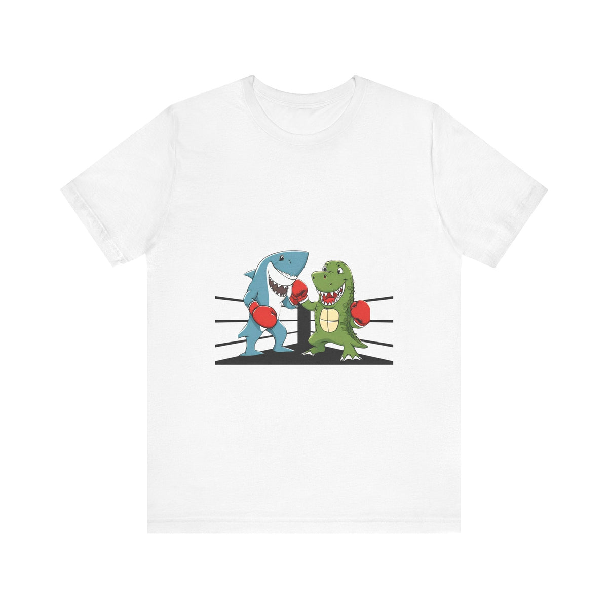 Shark vs Crocodile fight | Unisex Jersey Short Sleeve Tee Color Options - Prints and Fins