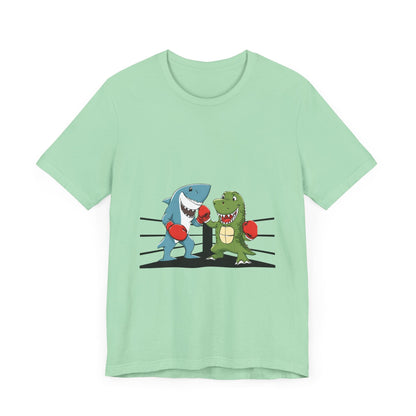 Shark vs Crocodile fight | Unisex Jersey Short Sleeve Tee Color Options - Prints and Fins