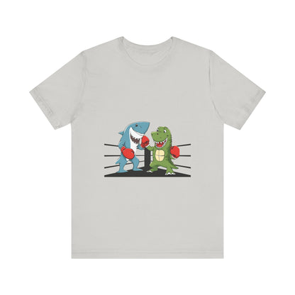 Shark vs Crocodile fight | Unisex Jersey Short Sleeve Tee Color Options - Prints and Fins