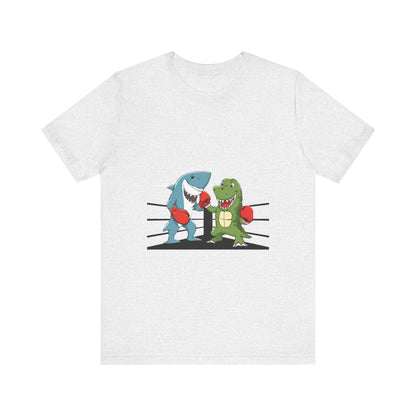 Shark vs Crocodile fight | Unisex Jersey Short Sleeve Tee Color Options - Prints and Fins
