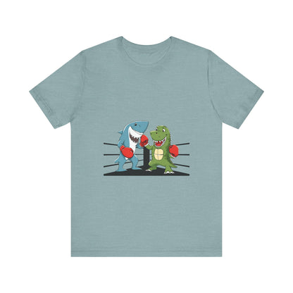Shark vs Crocodile fight | Unisex Jersey Short Sleeve Tee Color Options - Prints and Fins