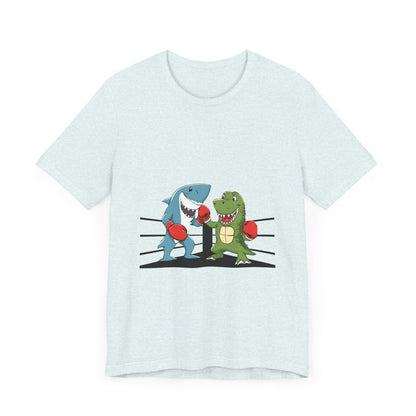 Shark vs Crocodile fight | Unisex Jersey Short Sleeve Tee Color Options - Prints and Fins